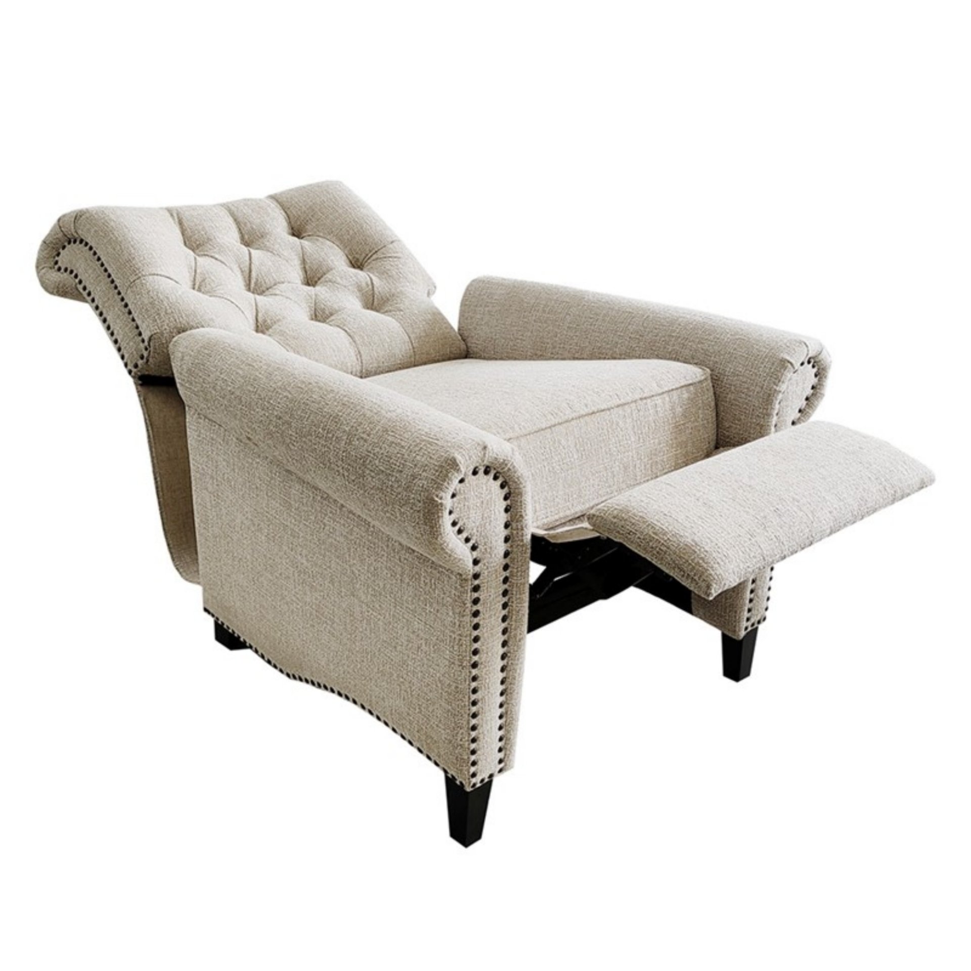 Aidan - Push Back Recliner Chair With Tufted Back And Nailhead Trim - Cream - Image 11