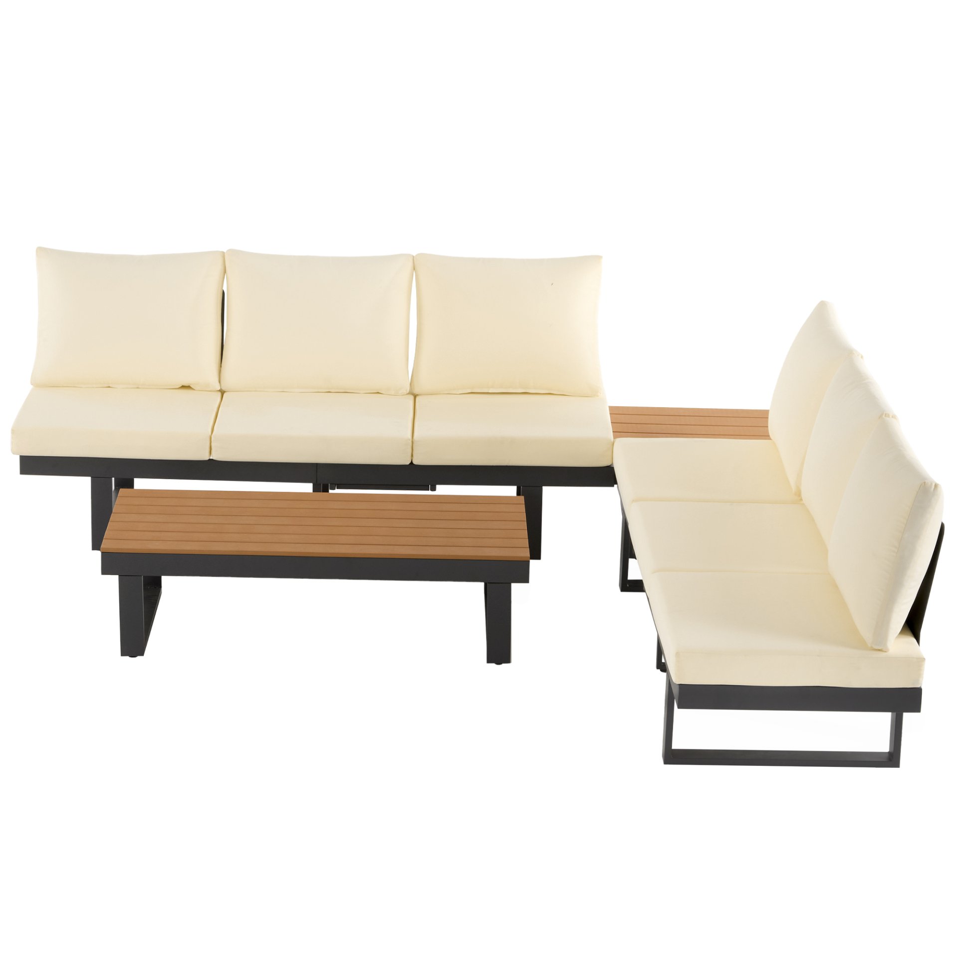 Outdoor Sectional Sofa Set With Adjustable Reclining Seats For Backyard - Beige - Image 17