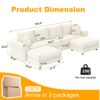 Plush Corduroy 4 Seat Sofa, Modern Comfy Upholstered Sofa Cloud Couch, Deep Seat Couches With Soft Pillows And 2 Ottomans, Convertible Sofa Lounge Chair, For Living Room, Apartment, Office - Beige - Image 3