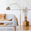 Oasis - Long Arm Gold Adjustable Floor Lamp With Round Marble Base - Gold / White Marble - Image 4