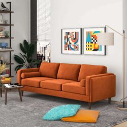 Amber - Mid-Century Modern Luxury Modern Velvet Sofa - Brown / Burnt Orange