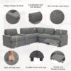 Power Recliner Corner Sofa Home Theater Reclining Sofa Sectional Couches With Storage Box, Cup Holders, USB Ports And Power Socket For Living Room - Dark Gray - Image 9