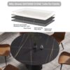 Modern Artificial Stone Round Carbon Steel Base Dining Table, Can Accommodate 6 People - Black / Gold - Image 7