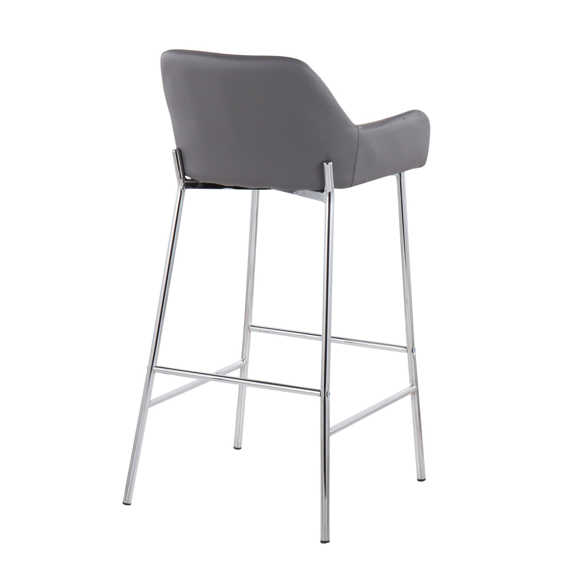 Daniella - Contemporary Fixed Height Bar Stool (Set of 2) - Chrome / Gray - Image 4