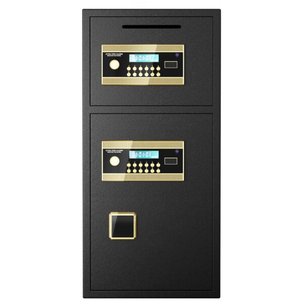 Large Double Door Coin Operated Safe, Digital Security Safe With Fireproof And Waterproof Bag, 7.0 Cubic Feet Safe Box With Hidden Code Function For Home, Office And Hotel - Black