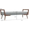 Cora - Mid-Century Modern Gray Bench - Gray - Image 3