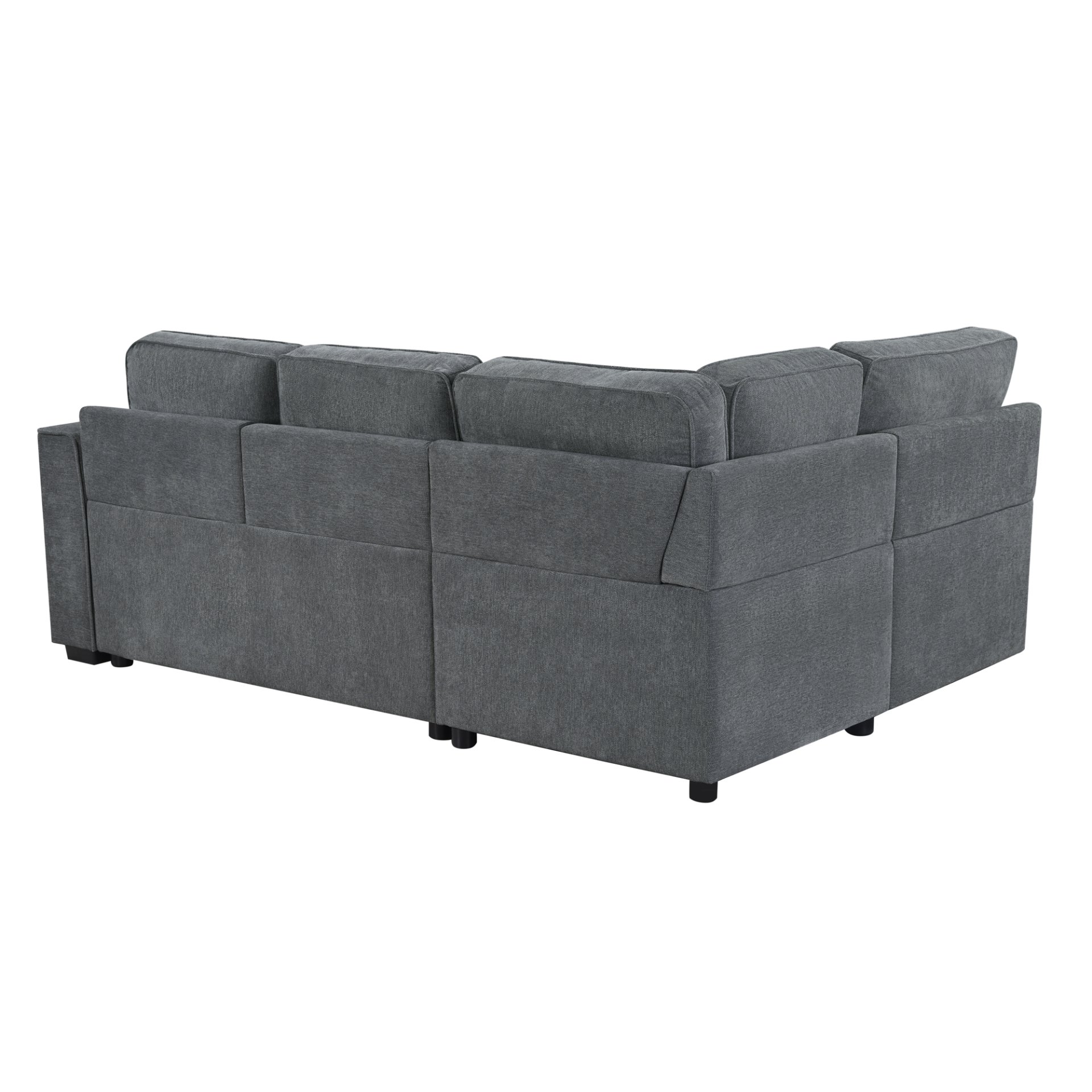 Convertible Sectional Sofa Bed Shaped Sofa With Dual Pull Out Sleepers, Flip Top Table, USB Ports, Cup Holder & Storage - Dark Gray - Image 10