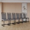 Modern Dining Chairs With High Back Upholstery, C Shaped Tube Design Metal Legs (Set of 2) - Gray - Image 12