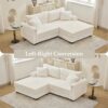 2 Seater L Shaped Chaise Sofa With Reversible Cushion Corduroy Fabric, USB - C Charging Port, Storage Pocket, Convertible Left / Right Design For Living Room - Beige - Image 5