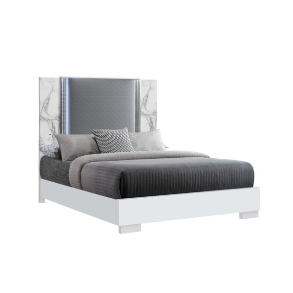 Moon Queen Bed With LED Accent Lighting - Marble