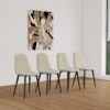 Modern Extendable Dining Table And Chair Set, 2 - 6 People, Table, Chairs, Metal Base - Beige / White - Image 17