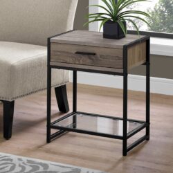 Accent Side Table, Storage Drawer, Contemporary And Modern - Taupe