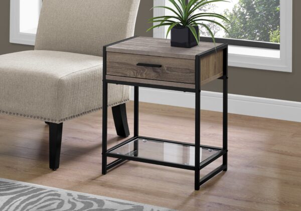 Accent Side Table, Storage Drawer, Contemporary And Modern - Taupe