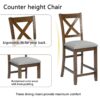 5 Piece Dining Table Set, Wooden Dining Square Table Set For 4, Counter Height Kitchen Table Set With Square Table And 4 Upholstered Chairs For Small Space - Walnut - Image 5