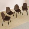 Modern Style Dining Chairs (Set of 4) With Saddle Cushioned Seats Metal Legs - Brown - Image 2