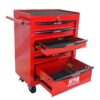 Rolling Metal Tool Chest With 6 Drawers, 20" Steel Storage Cabinet With Ball Bearing Slides - Red / Black - Image 9