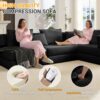 Oversized Upholstered Sectional Sofa Couch Set, Modular L Shaped Floor Sofa Set With 6 Pillows For Living Rooms - Black - Image 22