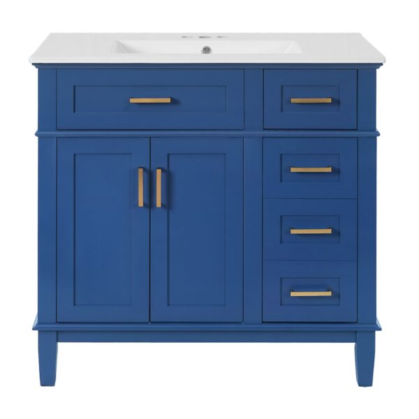 Bathroom Vanity With Sink, Soft Close Doors, Construction - Blue