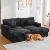 Oversized Double Chaise Lounge Sofa Bed With USB Ports And Cup Holders - Black - Image 2
