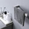 Modern Wall Mounted Bathroom Hardware Set With Robe Hook, Towel Rail, And Tissue Paper Holder - Brushed Nickel - Image 6