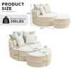 Modern Oversized Round Barrel Accent Chair With Ottoman Velvet Upholstered Lounge Armchair With 5 Pillows For Living Room Or Bedroom - Beige - Image 3