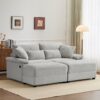 Double Chaise Lounge Set With Reversible Ottoman Soft Corduroy Fabric, Storage Ottomans, USB Port - Gray - Image 7