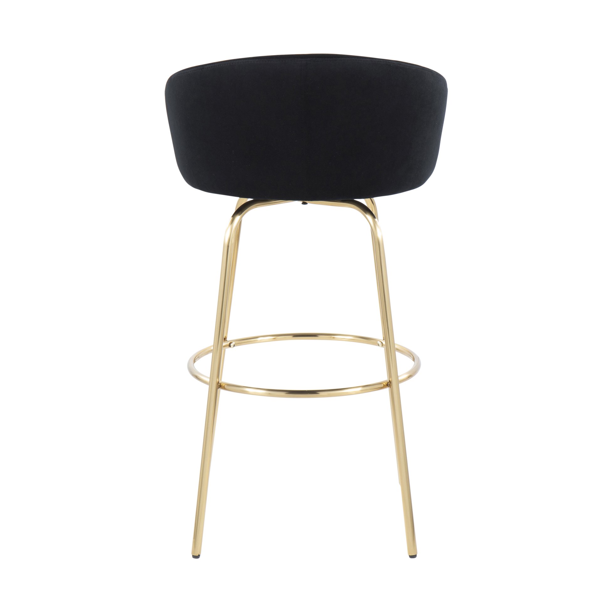 Claire - Contemporary / Glam Fixed Height Bar Stool With Round Footrest (Set of 2) - Black / Gold - Image 5