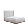 Hosford - Upholstered Wingback Bed Queen With Base Platform, High Headboard - Cream White / Light Gray / Camel Oak - Image 7