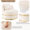 360 Degree Swivel Accent Chair With Soft Cushion For Living Room, Bedroom, Office - Beige - Image 8