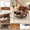 Rustic Flip Top Coffee Table With Hidden Storage - Black / Brown - Image 17