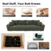 4 Seat Sofa, Deep Seat Couches With Soft Pillows And 3 Ottomans, Convertible Sofa Lounge Chair, For Living Room - Green - Image 6