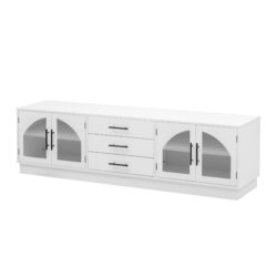 Modern Minimalist TV Stand For TVs Up To 75", Entertainment Center Media Console Cabinet With Adjustable Shelves - White