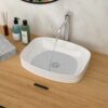 Modern Semi Recessed Ceramic Bathroom Sink With Vessel Design - White - Image 4