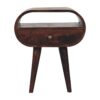 Circular Bedside Table With Open Slot - Walnut - Image 2