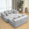 Modular U Shaped Sectional Sofa, 4 Seater Chaise Lounge With Reversible Design Striped - Gray - Image 9