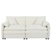 Deep Seat Sectional Cloud Sofa With 2 Ottomans & Soft Pillows, Modular Loveseat For Living Room - Beige Chenille 75.59X57.48X33.46 Inches - Image 7