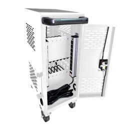 16 Bay Mobile School Charging Cart Station For Chromebook, Tablet And Laptop Computer With Power Strip Included - White