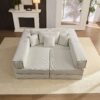 Oversized Upholstered Sectional Sofa Couch Set, Modular L Shaped Floor Sofa Set With 6 Pillows For Living Rooms - Light Gray - Image 8