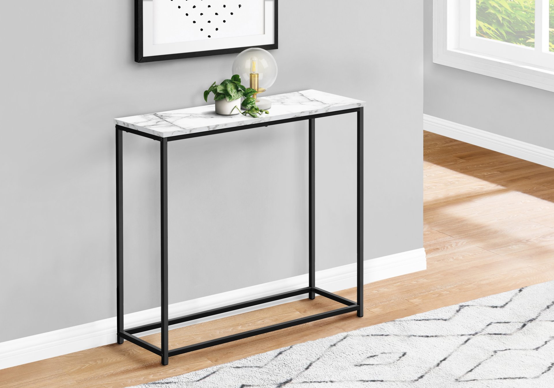 Accent Console Table For Entryway, Contemporary And Modern - White Marble - Image 2