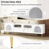 Retro TV Stand, Entertainment Center Media Console Cabinet With 6 Metal Legs, 2 Cabinets, 4 Drawers And Anti-Tip Device For Living Room, Up To 85" - White - Image 6