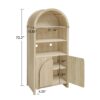 Arched Kitchen Pantry, Modern Farmhouse Wood Kitchen Storage Cabinets, Arched Storage Display Cabinet With Adjustable Shelves, Versatile Cupboard For Kitchen, Dining Room - Natural - Image 3