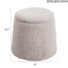 Round Storage Ottoman With High Density Foam Upholstered In Soft Fabric - Beige - Image 3