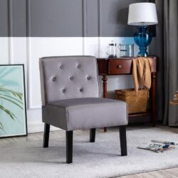 Reese - Living Room Armless Button Tufted Pattern Accent Chair (Set of 2) - Gray