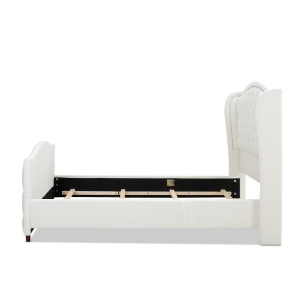 Marcella - Queen Upholstered Shelter Headboard Bed Set - Antique White