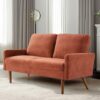 Loveseat Sofa, European Style With Sleek Design, Modern & Vintage Flair, Upholstered 2 Seater Couch - Pumpkin Orange - Image 8