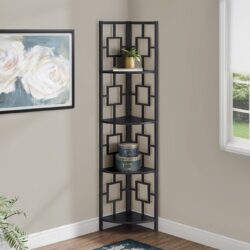 Bookshelf, Bookcase, Etagere, Corner, 4 Tier, For Office, Contemporary & Modern - Black