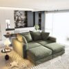 4 Seat Sofa, Deep Seat Couches With Soft Pillows And 2 Ottomans, Convertible Sofa Lounge Chair, For Living Room - Green - Image 10