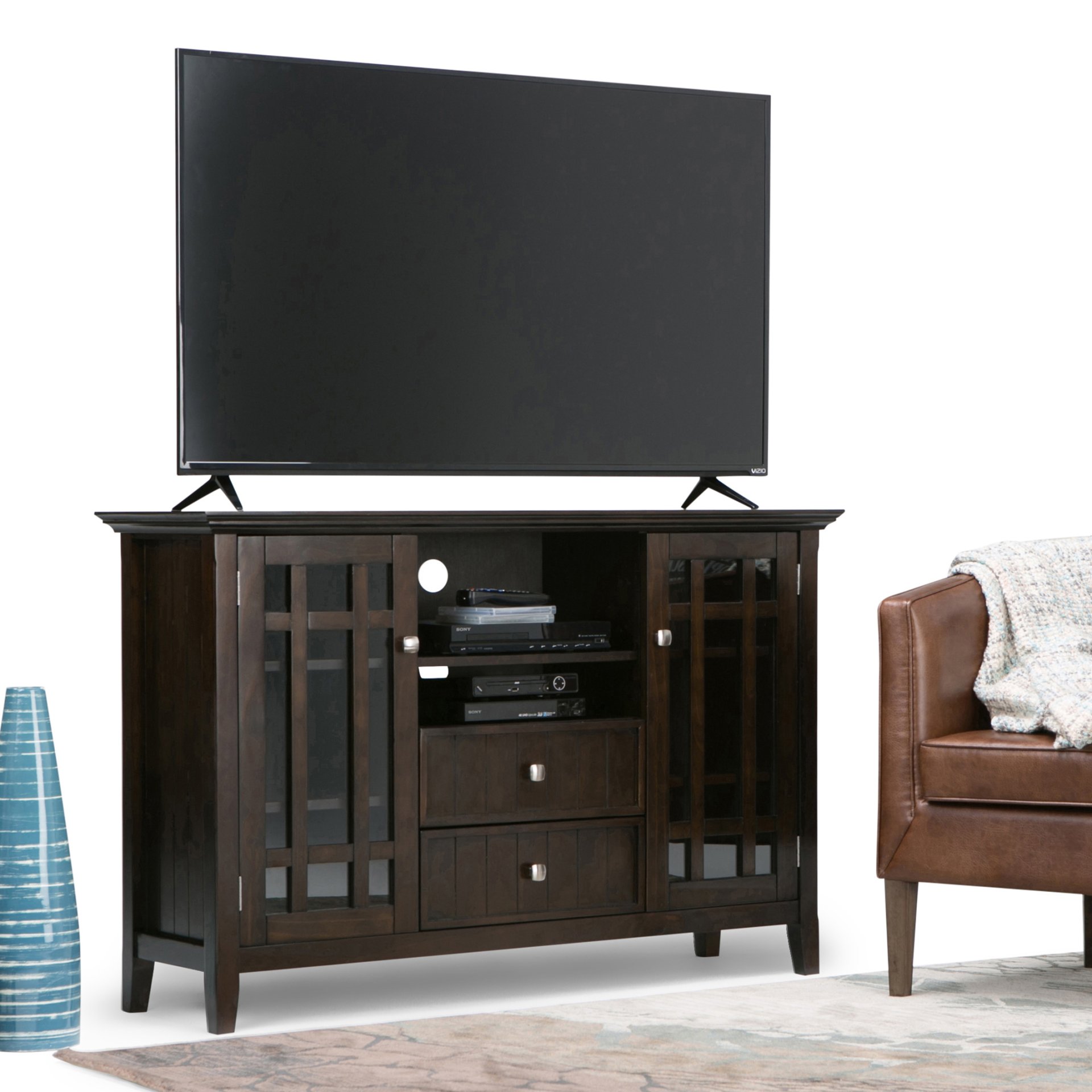 Bedford - Tall TV Media Stand - Dark Tobacco Brown - Image 6