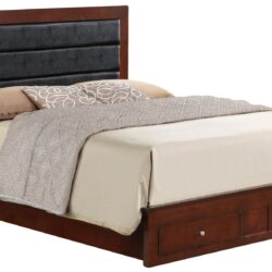Charming Transitional Queen Bed With Storage - Cherry