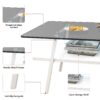 Rectangle Coffee Table, Tempered Glass Tabletop With White Metal Legs, Modern Table For Living Room - Gray - Image 7